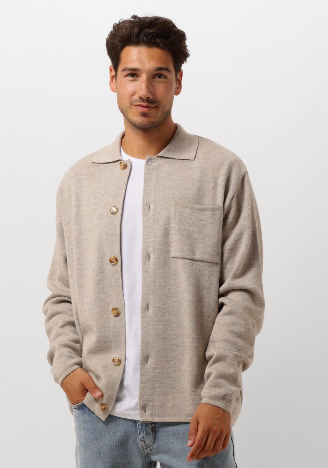 Forét Craft Cardigan Stijlvolle Wollen Vest Beige Heren