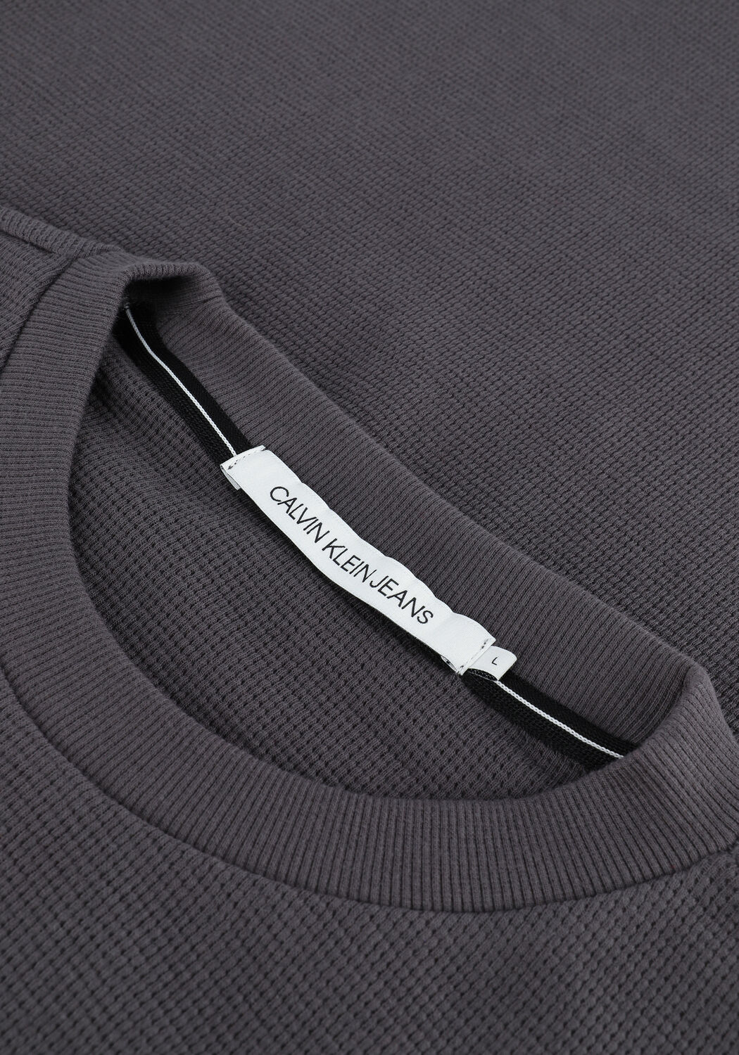 Grijze CALVIN KLEIN Sweater BADGE WAFFLE LS TEE - large