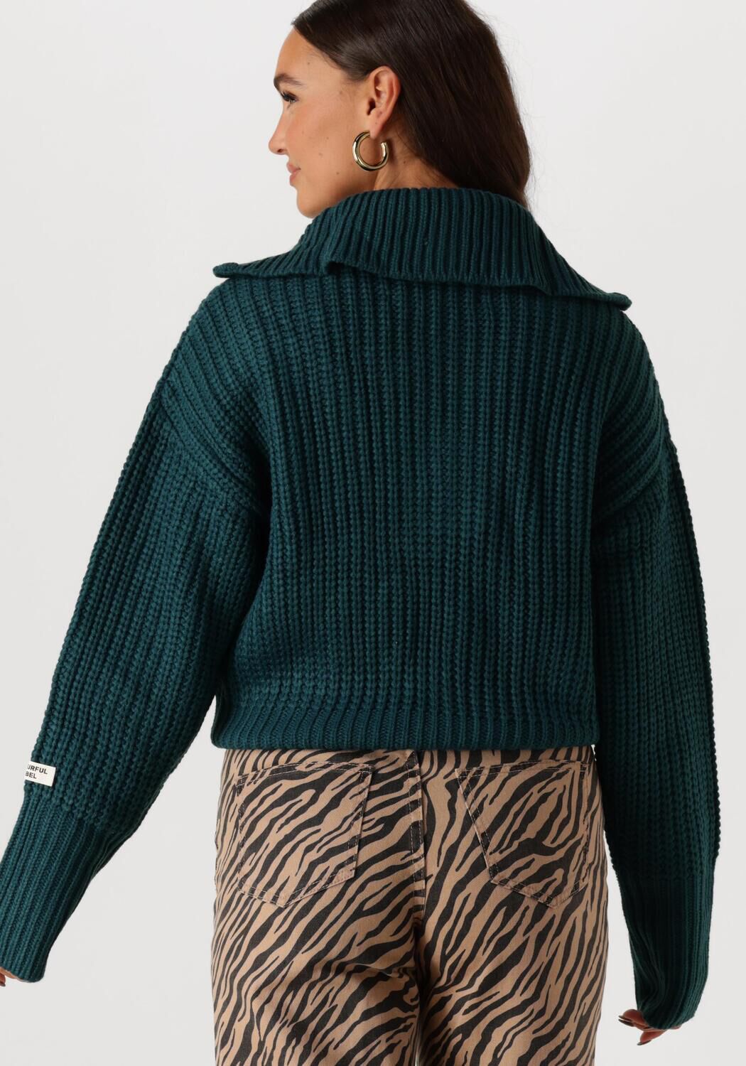 COLOURFUL REBEL Dames Truien & Vesten Yfke Knitwear Zip Pullover Groen