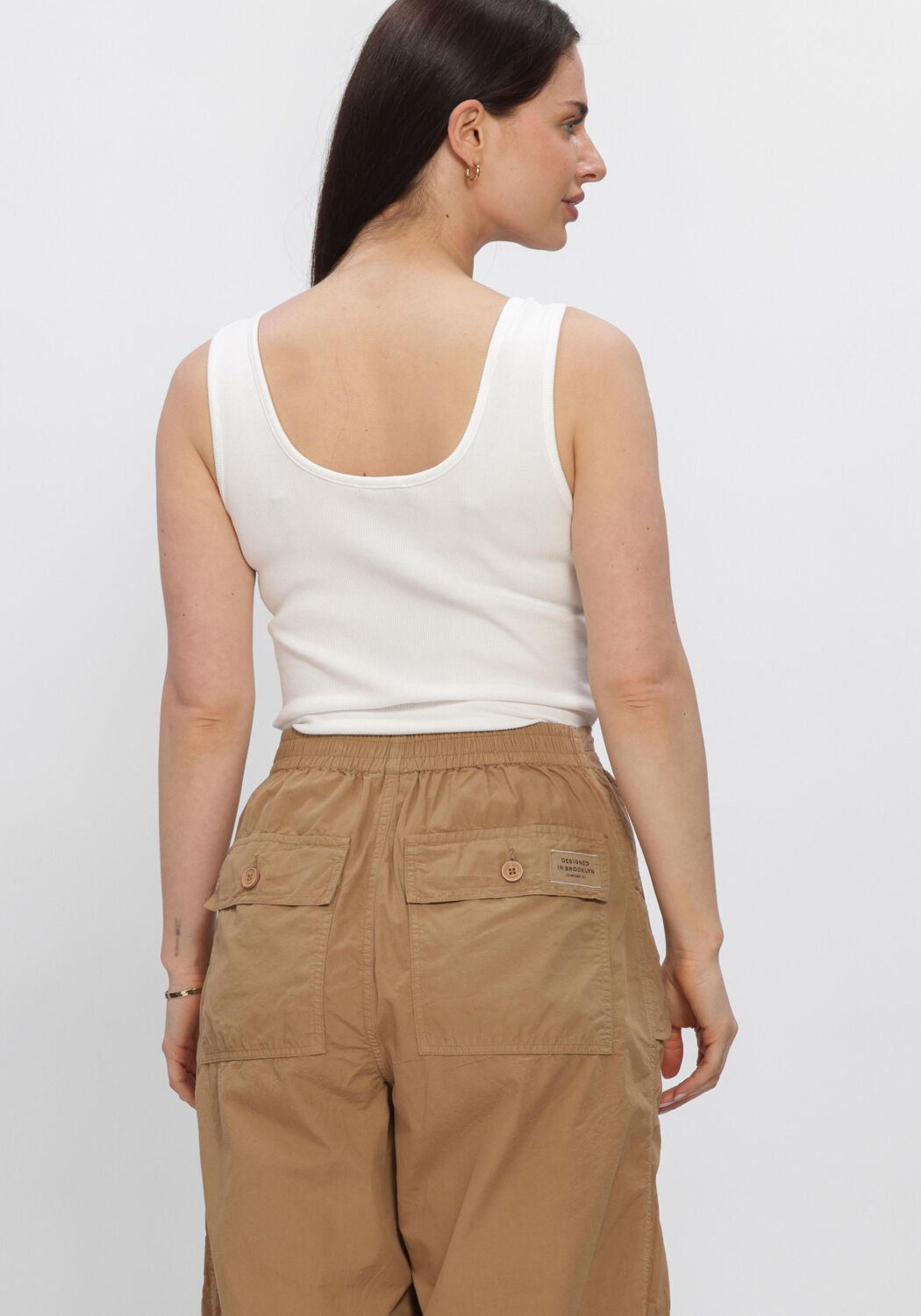 Witte ALIX THE LABEL Top LADIES KNITTED RIB TANKTOP - large