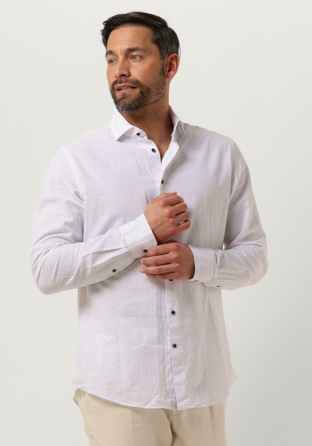 PROFUOMO Heren Overhemden Shirt Cutaway Sc Cotton Linnen Wit