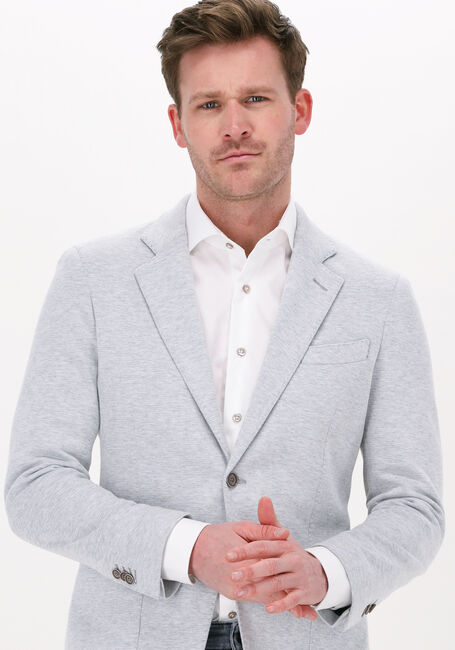 Beige PROFUOMO Colberts JACKET KNIT TWO TONNE LT GREY - large
