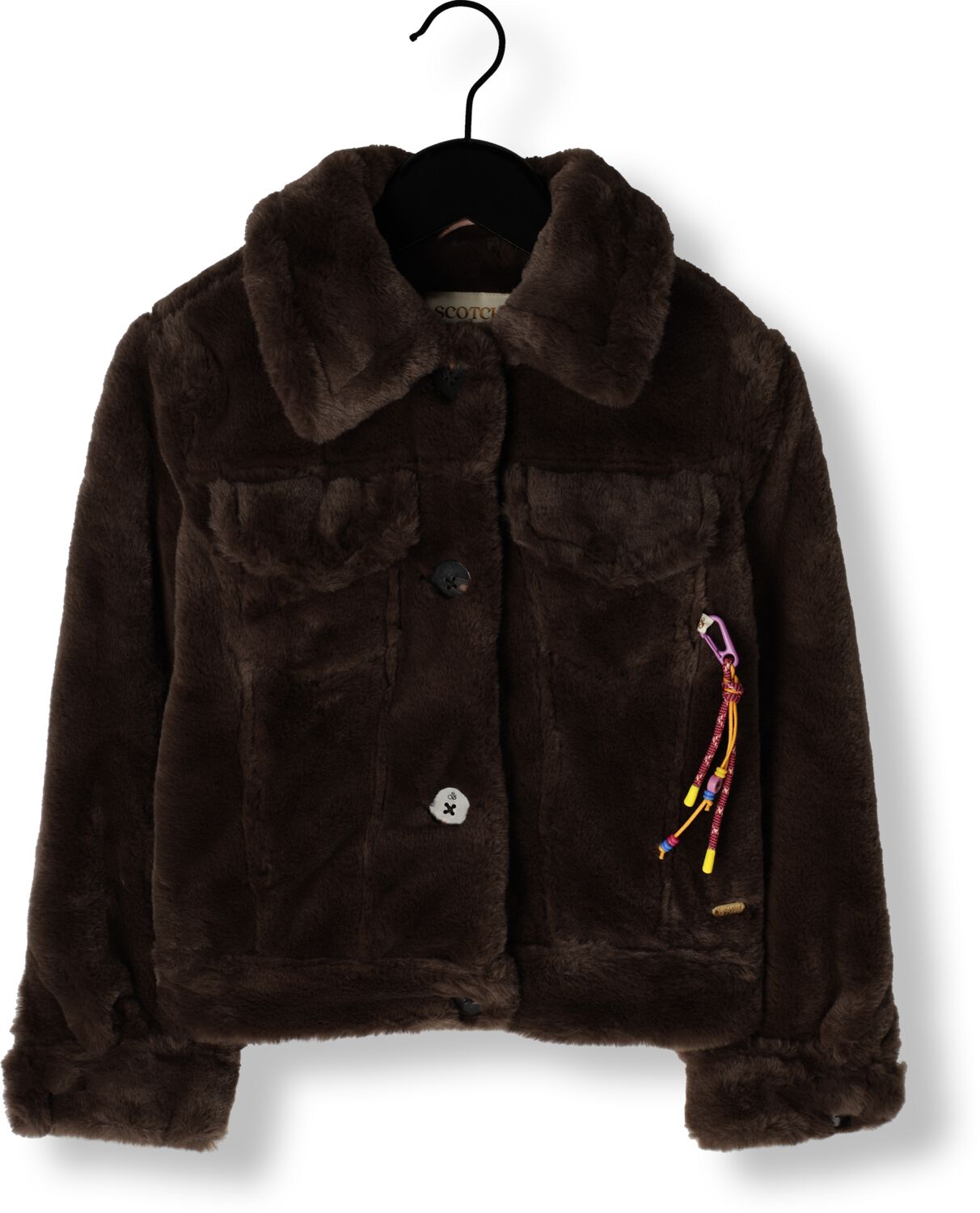 SCOTCH & SODA Meisjes Jassen Faux Fur Trucker Jacket Bruin