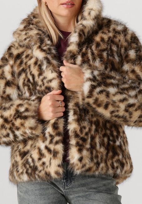 Beige CATWALK JUNKIE Faux fur jas LEOPARD FUR JACKET - large