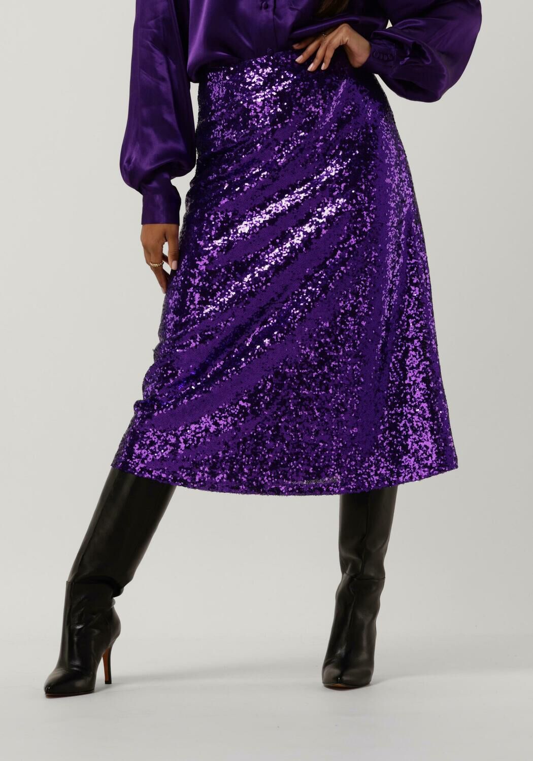 paarse selected femme midirok sola hw midi sequins skirt