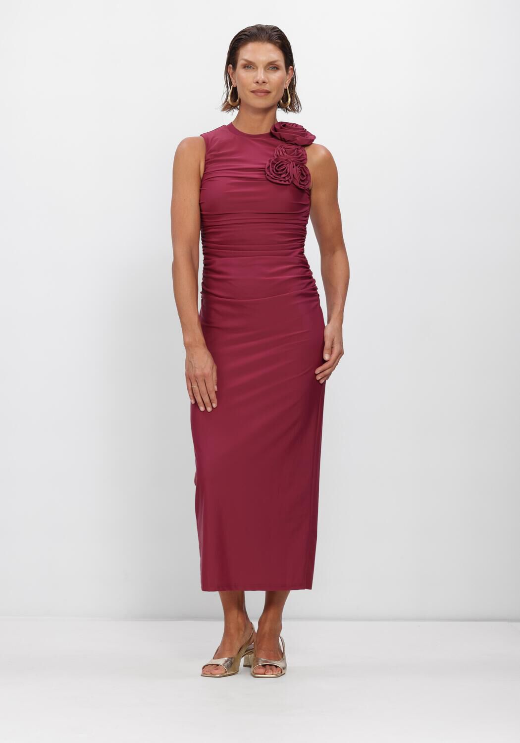 Bordeaux Y.A.S. Jurken YASDONA SL LONG DRESS - large