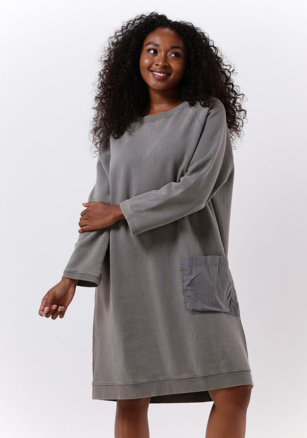 taupe 10days midi jurk oversized dress pocket