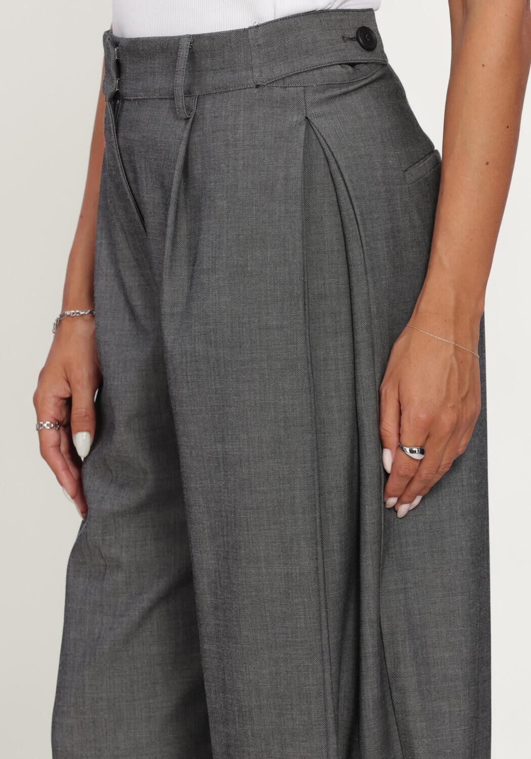 Donkergrijze CO'COUTURE Wijde broek JACKYCC PLEAT PANT - large