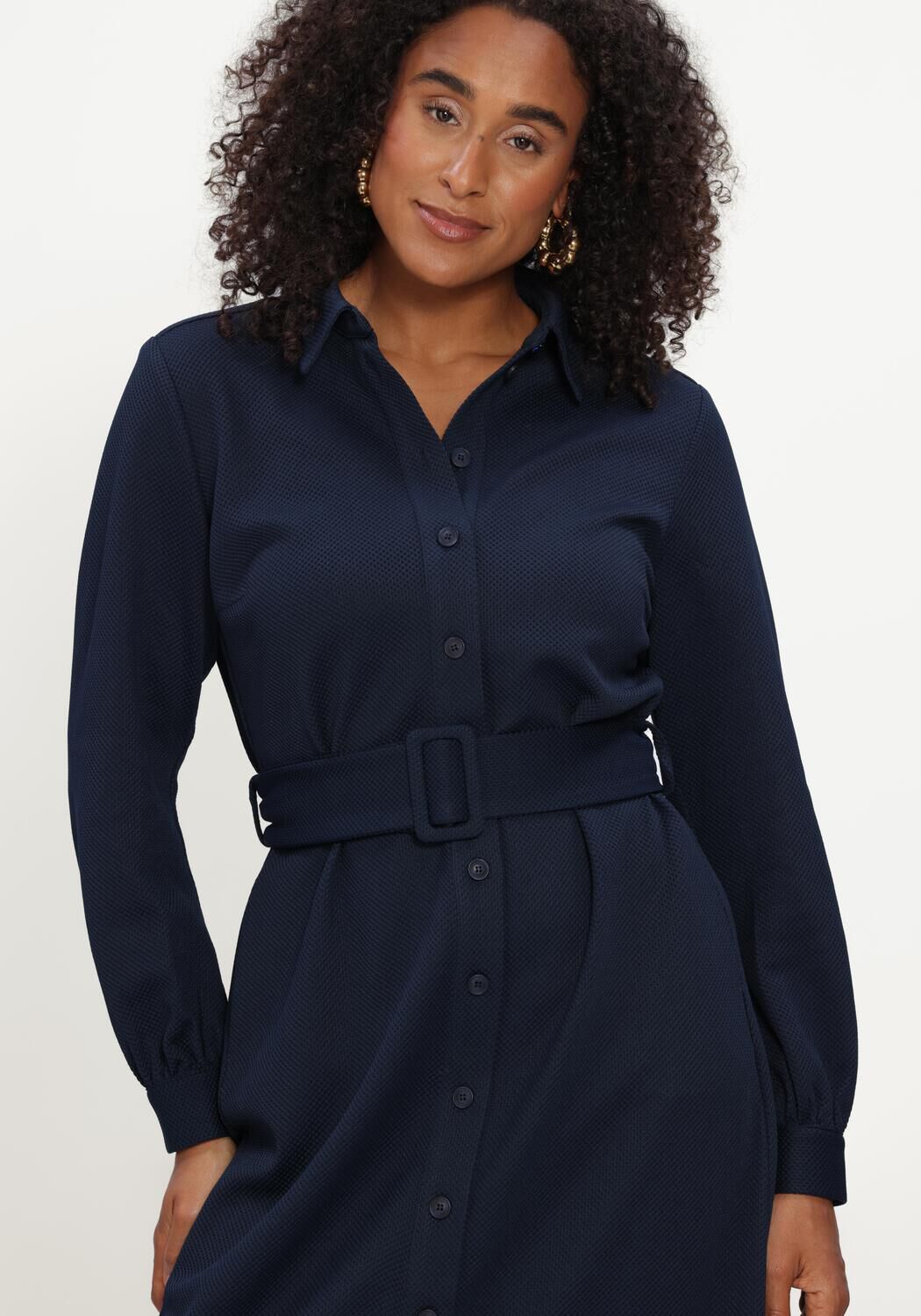 Donkerblauwe POM AMSTERDAM Midi jurk DEMI ETERNAL BLUE - large