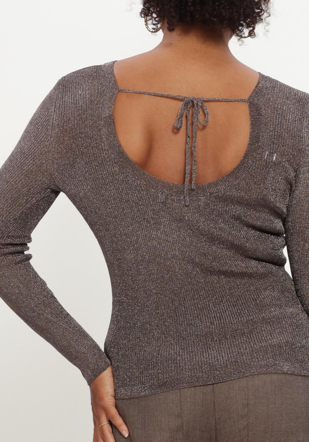 Grijze GESTUZ T-shirt SILVIGZ DEEP BACK BLOUSE - large