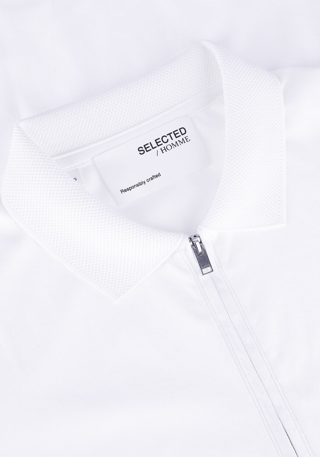 Witte SELECTED MEN Polo SLHFAVE ZIP SS POLO B - large