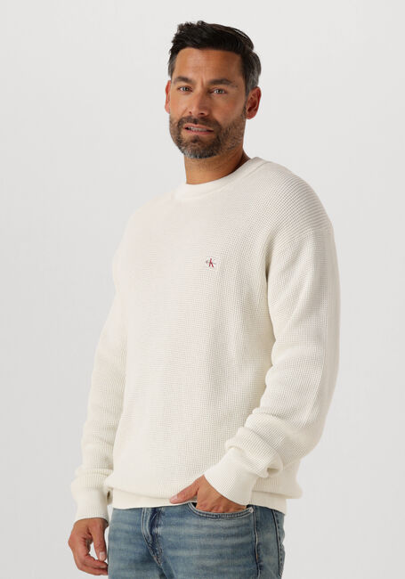 Ecru CALVIN KLEIN Trui LS EZ COTTON WAFFLE CREWNK SWTR 9 - large