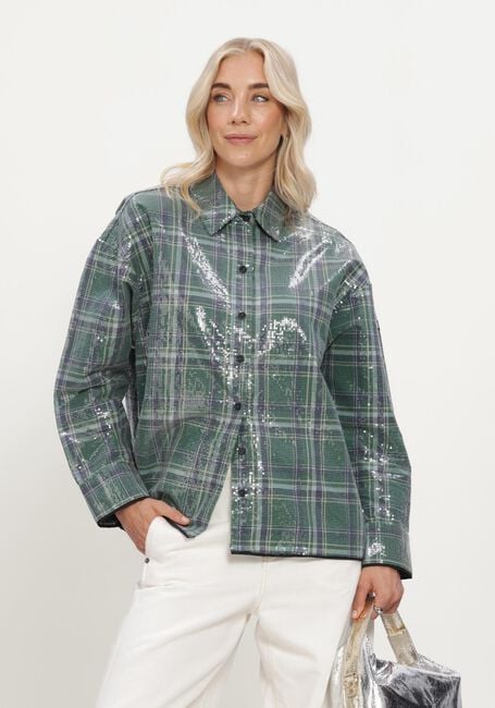 Groene ALIX THE LABEL Blouses LADIES WOVEN SEQUINS CHECK BLOUSE - large