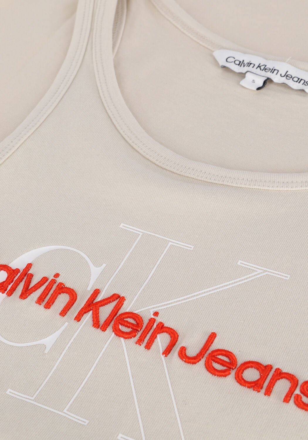 Gebroken wit CALVIN KLEIN Top TWO TONE MONOGRAM TANK TOP - large