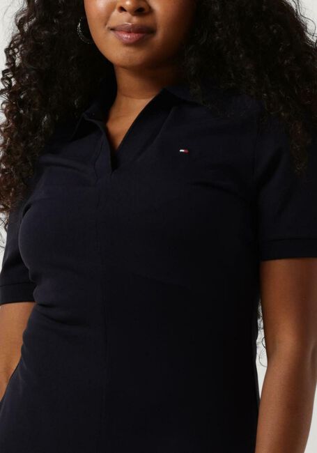 Donkerblauwe TOMMY HILFIGER Mini jurk F+F OPEN PLCKTLYCLL POLO DRESS - large