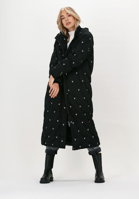 Zwarte ALIX THE LABEL Gewatteerde jas EMBROIDERD PUFFER COAT - large