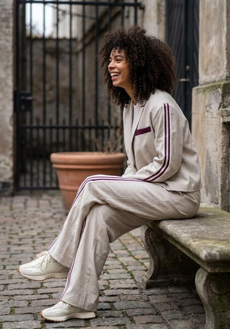 Zand REFINED DEPARTMENT Wijde broek TYRA - large