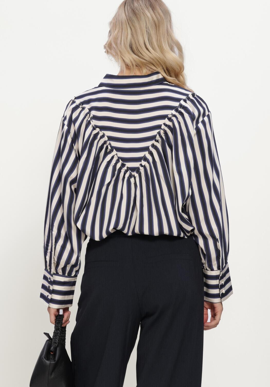 Blauwe SUMMUM Blouses BLOUSE STRIPE SATIN - large
