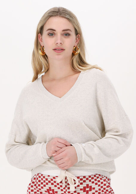Gebroken wit 10DAYS Sweater V-NECK SWEATER FLEECE - large