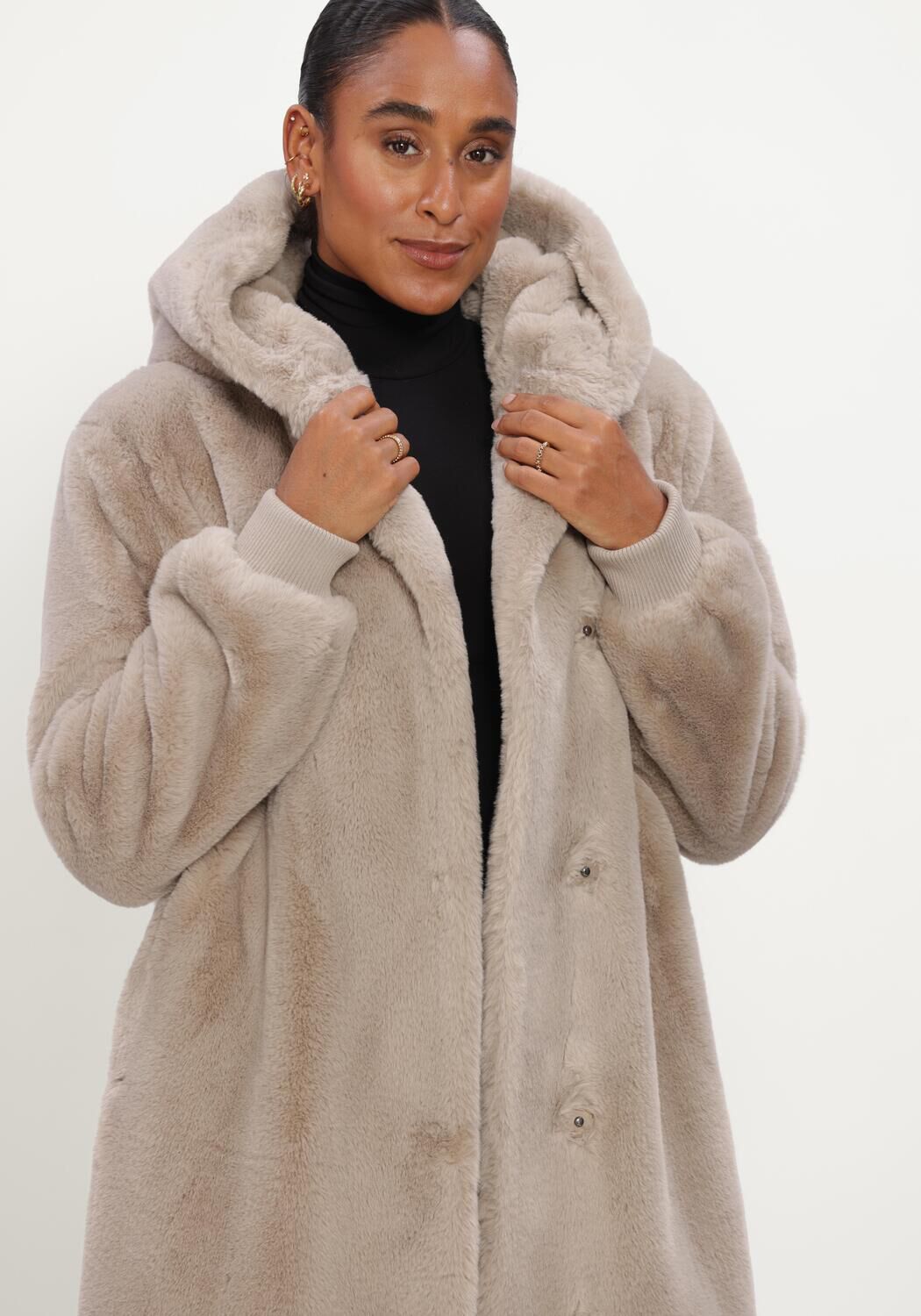 Beige MOSCOW Faux fur jas 08-08-NADJANA-4 - large