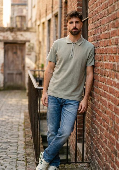 Groene BUTCHER OF BLUE Polo ADRIEN LOOSE ZIP POLO - large