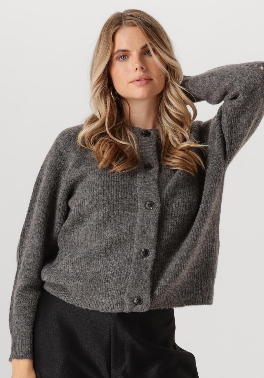SELECTED FEMME Dames Truien & Vesten Slflulu Ls Knit Short Cardigan Grijs