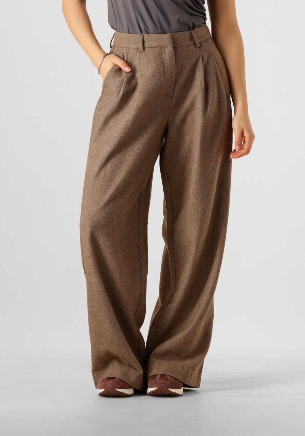 MSCH Copenhagen Wide leg stoffen broek met bandplooien model 'Jennabella'