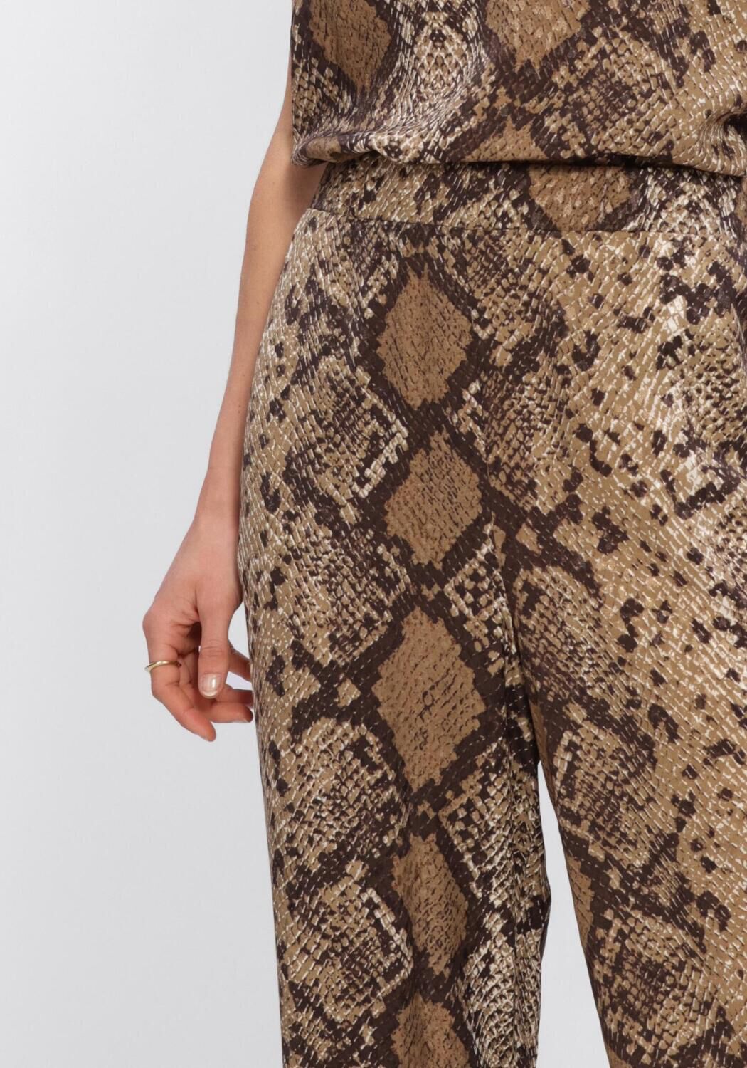 Bruine STUDIO ANNELOES Wijde broek MIENKE SNAKE TROUSERS - large