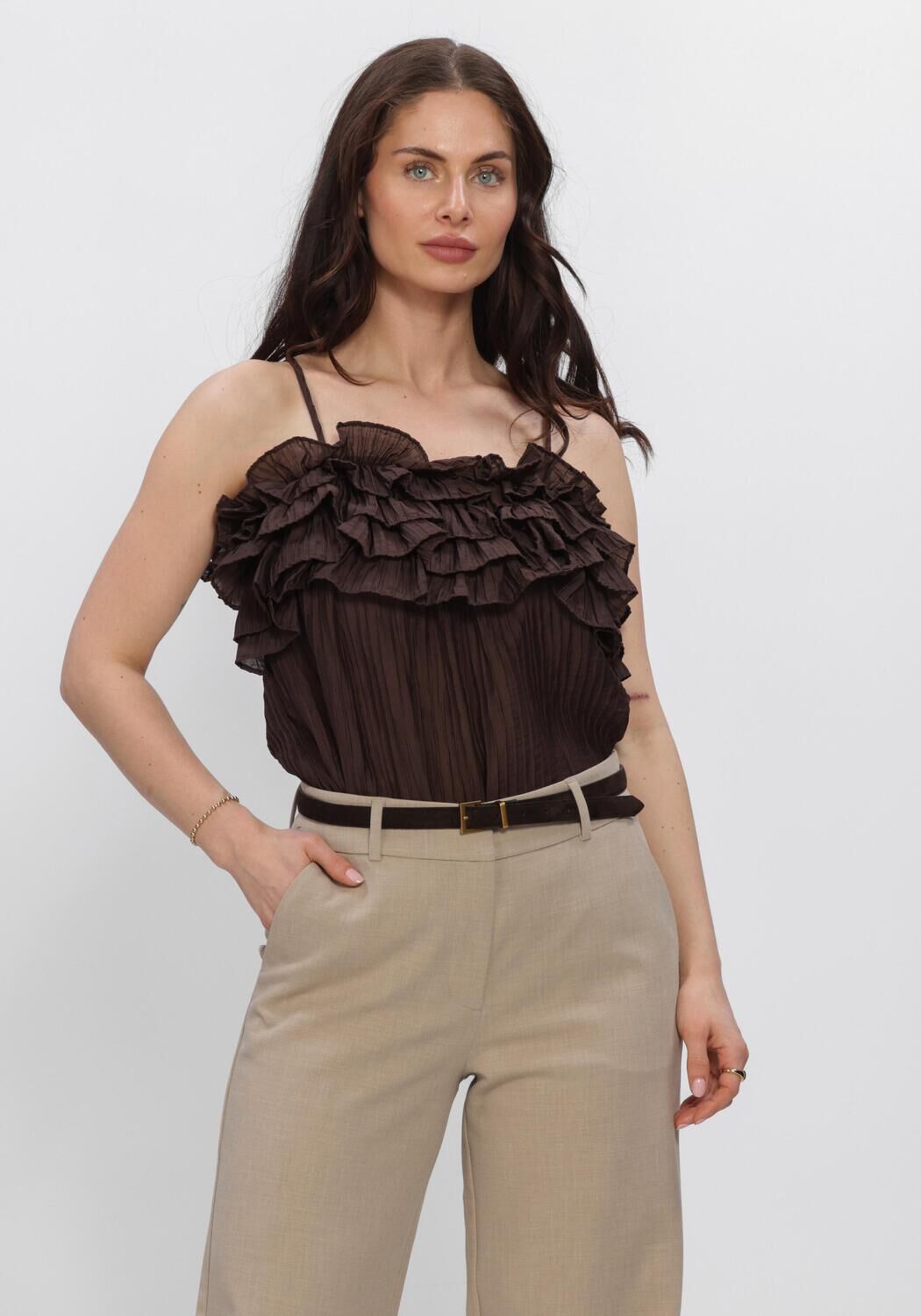 Bruine OBJECT Top OBJLYNE S/L RE TOP - large