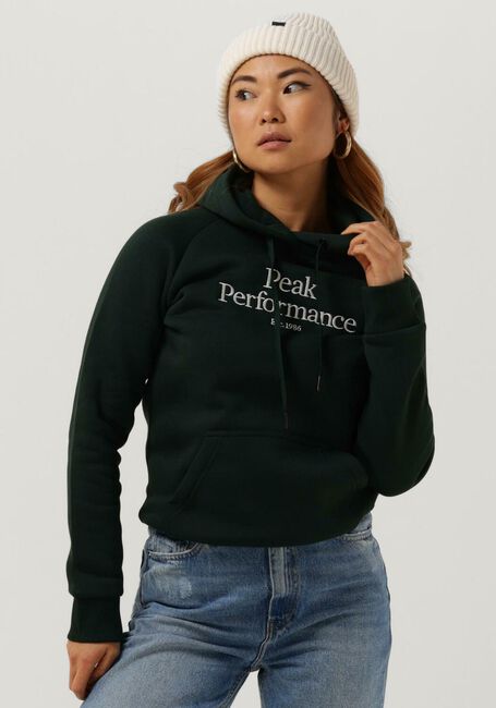 Donkergroene PEAK PERFORMANCE Trui W ORIGINAL HOOD - large