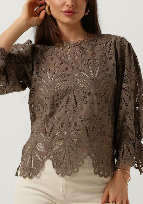 Taupe NEO NOIR Blouses ADELA EMBROIDERY BLOUSE - large