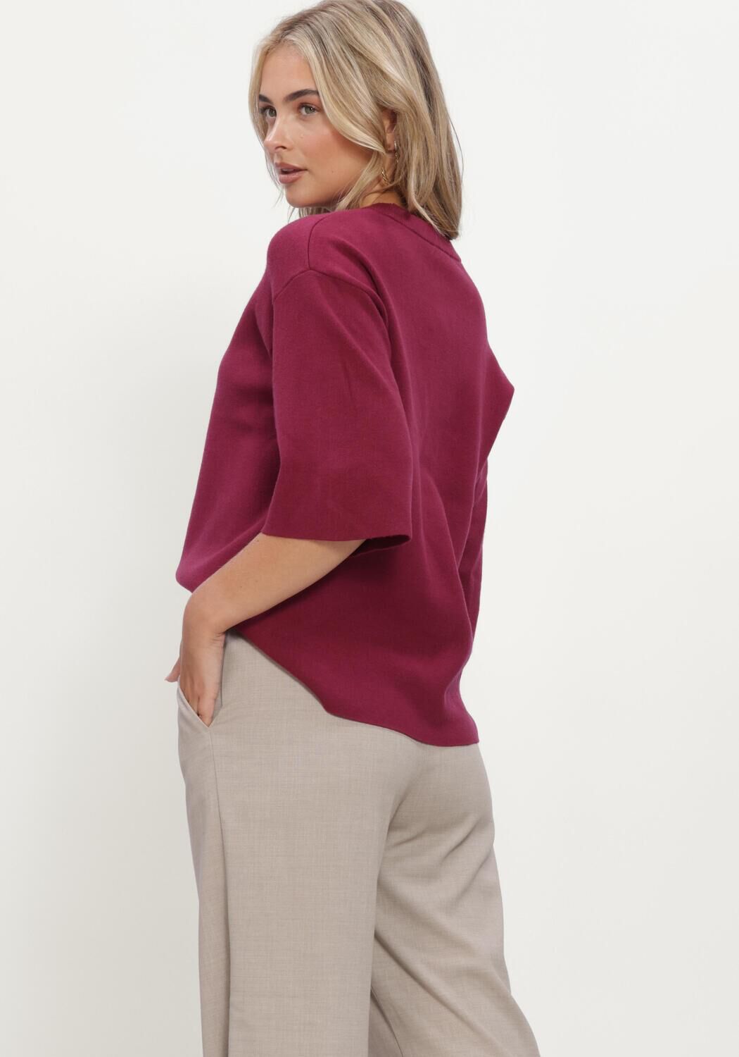 Bordeaux MSCH COPENHAGEN Trui MSCHAGATHA EAST 3/4 PULLOVER - large
