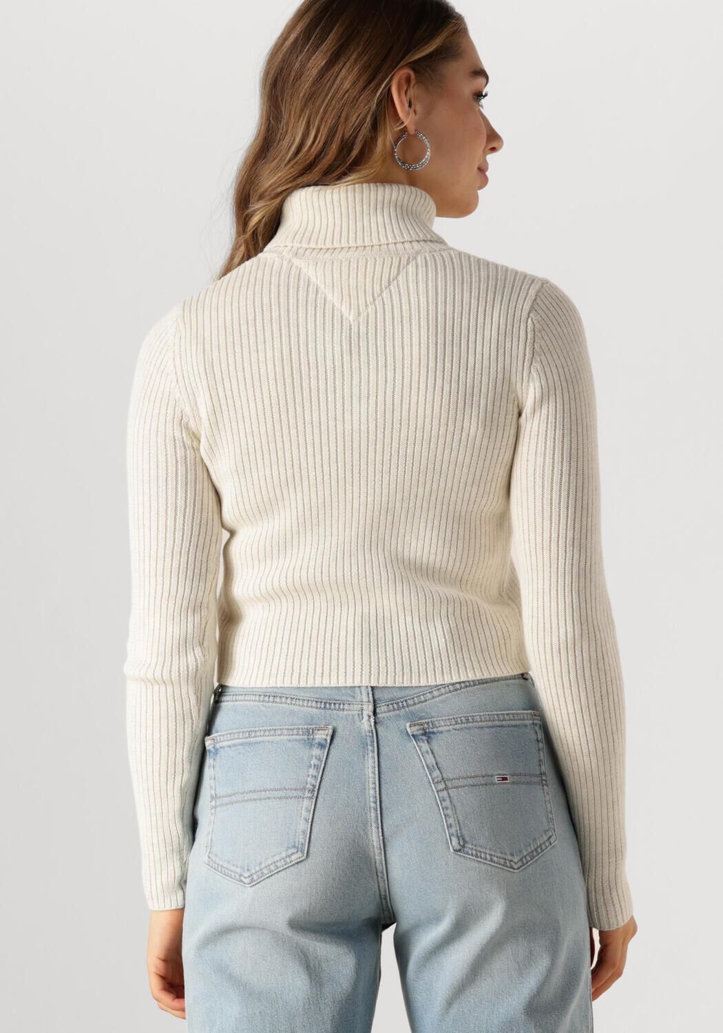 TOMMY JEANS Dames Truien & Vesten Tjw Melange Trtlnck Flag Sweater Beige