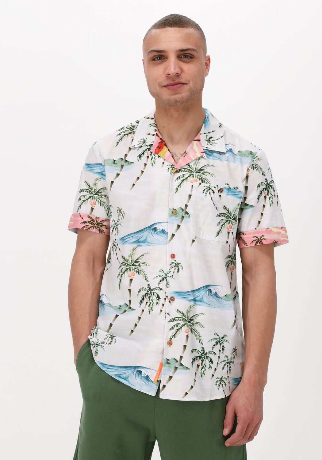 gebroken wit scotch soda casual overhemd seasonal printed hawaiian detailed shirt