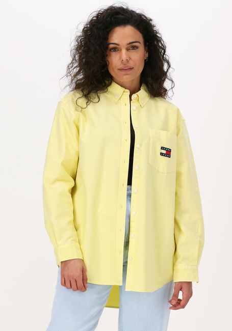 Gele TOMMY JEANS Blouses TJW BADGE BOYFRIEND SHIRT - large