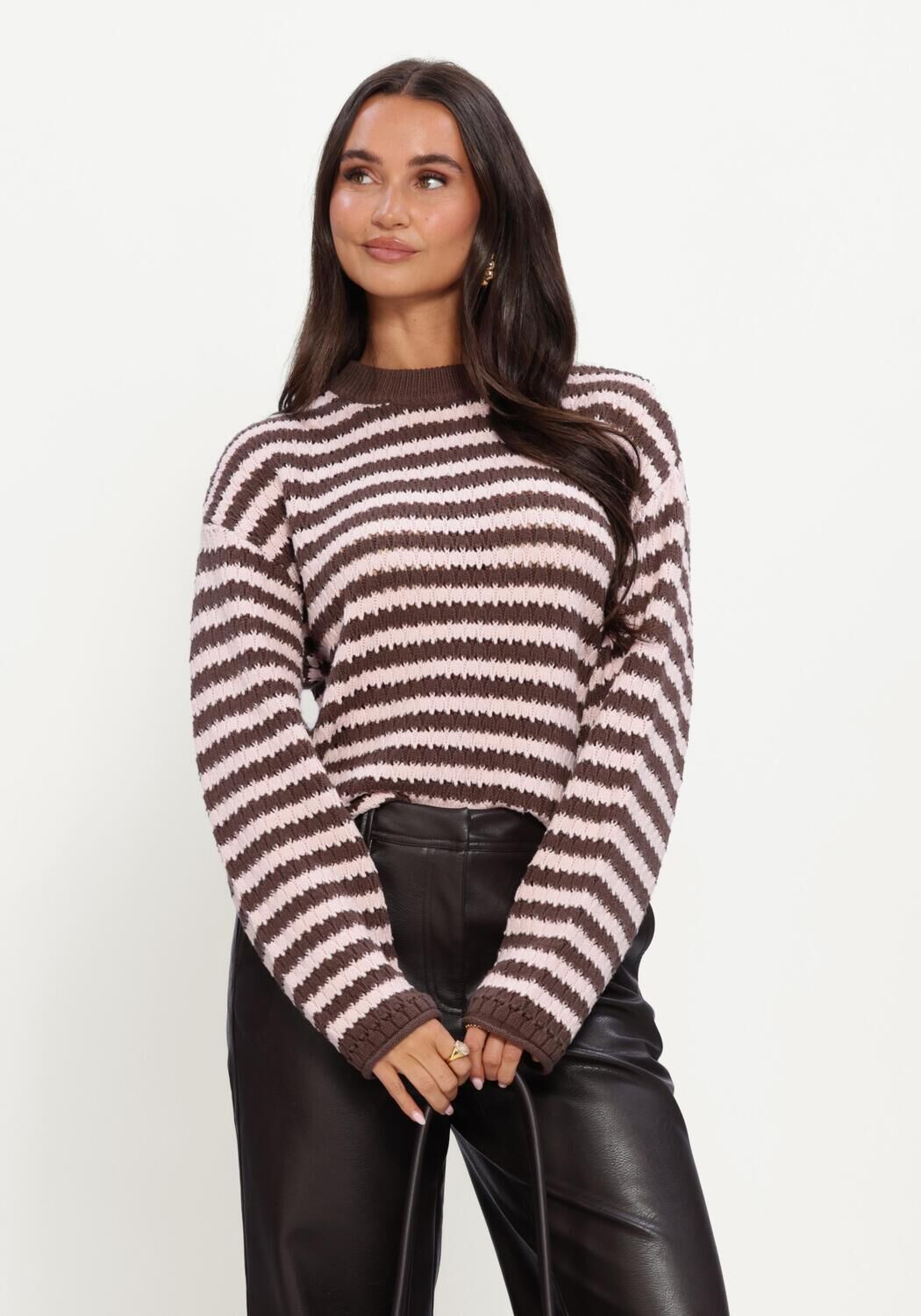 Bruine Y.A.S. Trui YASPORTA LS KNIT PULLOVER S - large