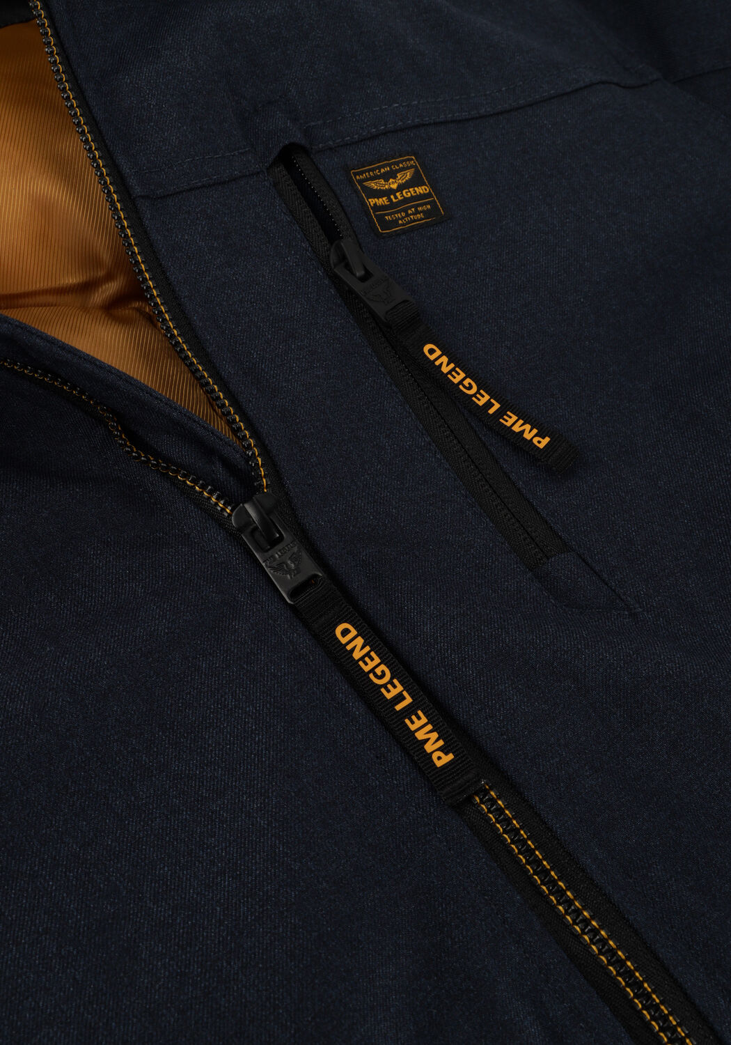 Donkerblauwe PME LEGEND Parka's SEMI LONG JACKET STRATOR ICON 2.0 MELANGE TWILL - large