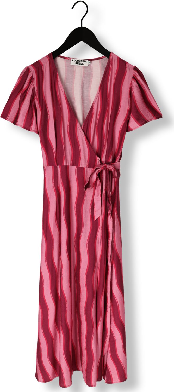 COLOURFUL REBEL Dames Jurken Ava Striped Real Wrap Maxi Dress Ss Roze