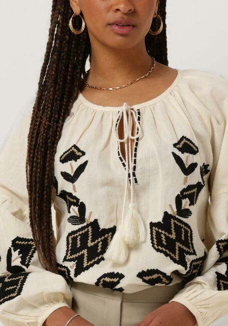Gebroken wit SUMMUM Blouses TOP LINNEN HEAVY EMBROIDERY - large