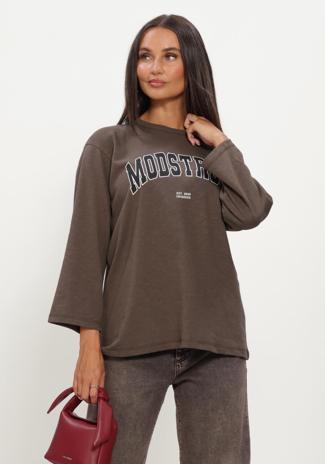 Bruine MODSTR&Ouml;M Tops & T-shirts BAMBOOMD T-SHIRT - large