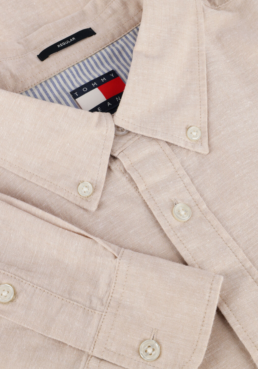 Beige TOMMY JEANS Casual overhemd TJM REG LINEN BLEND LS SHIRT EXT - large