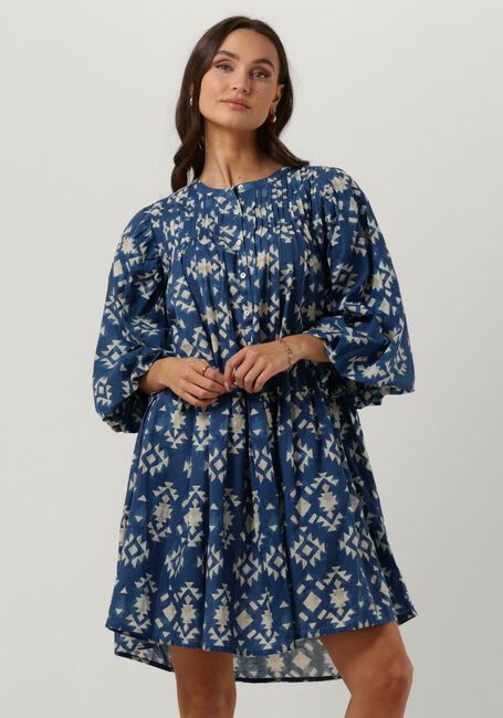 Blauwe BY-BAR Mini jurk BOWIE MADRAS DRESS - large