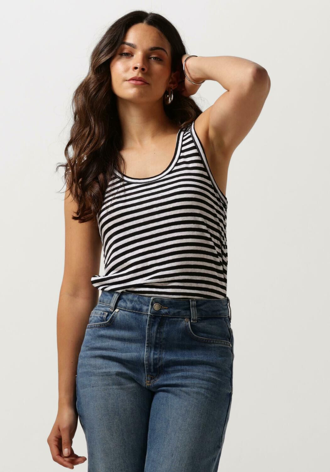 My Essential Wardrobe Gestreepte Top Zwart W.Witte Streep Black Dames