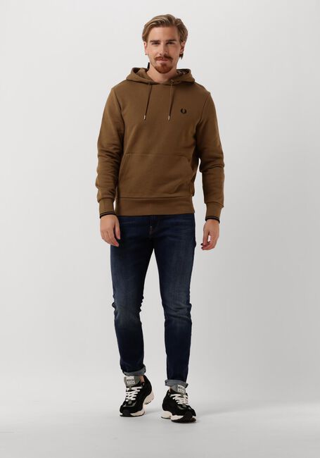 Camel FRED PERRY Sweater TIPPED HOODED SWEATSHIRT - large