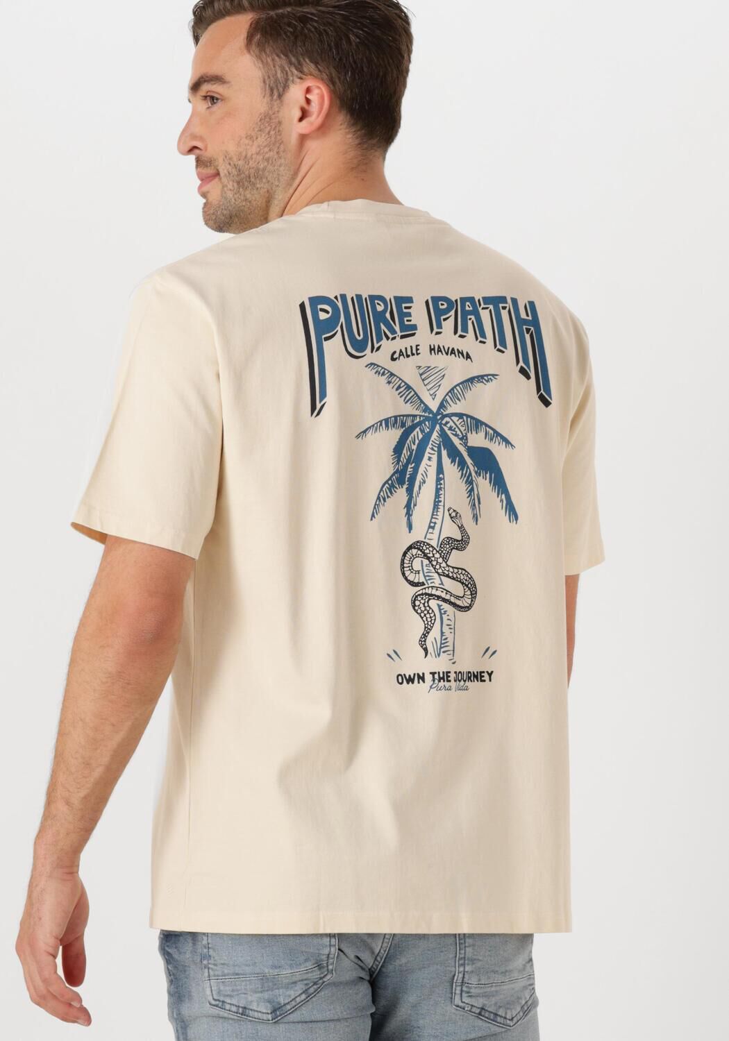PURE PATH Heren Polo's & T-shirts Loose Fit Crewneck Ss T-shirts Beige