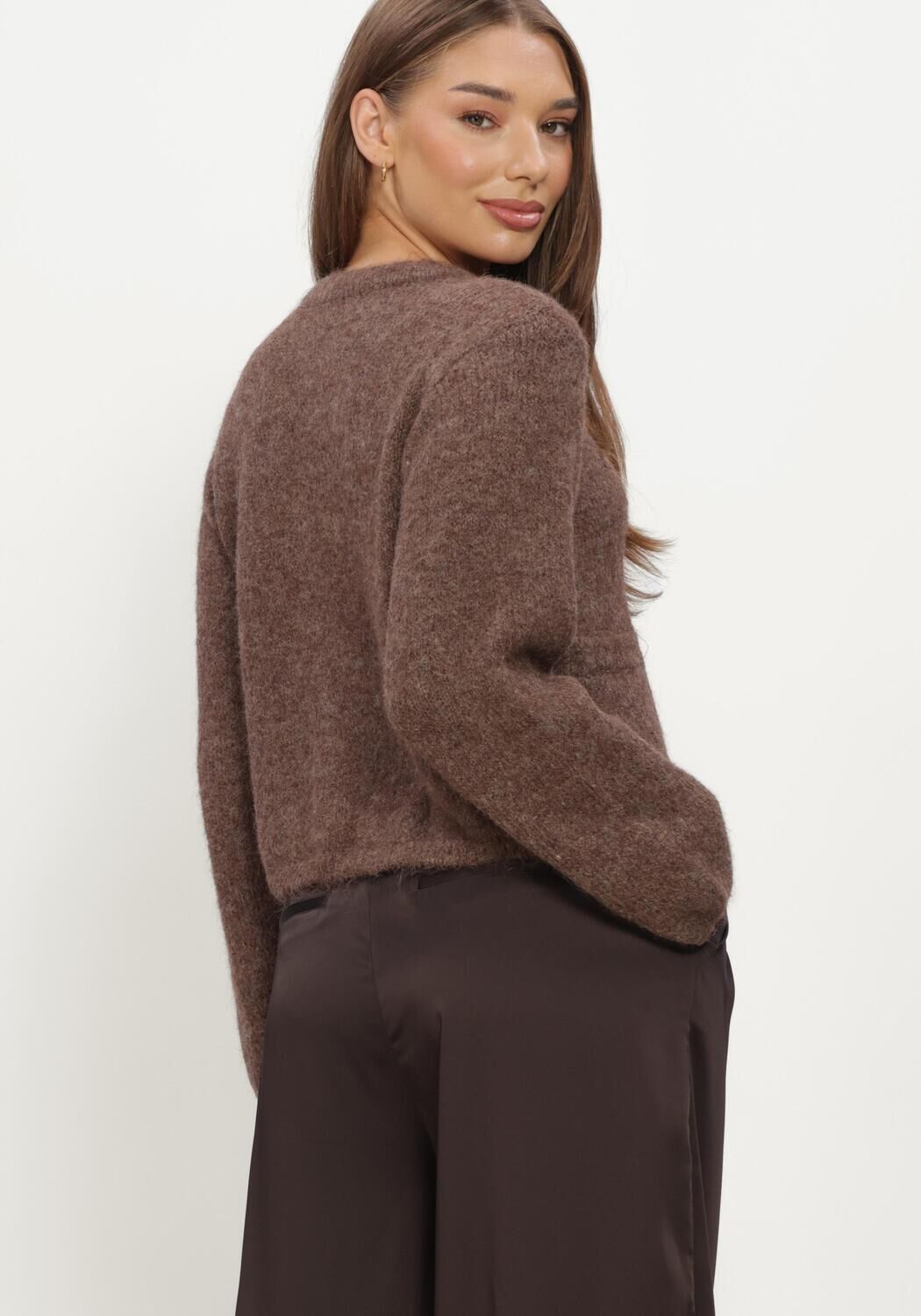 Bruine OBJECT Vest OBJSAGGIA RE L/S KNIT CARDIGAN - large