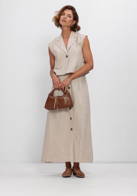 Beige Y.A.S. Rokken YASUSUMA HW LINEN BLEND LONG SKIRT - large