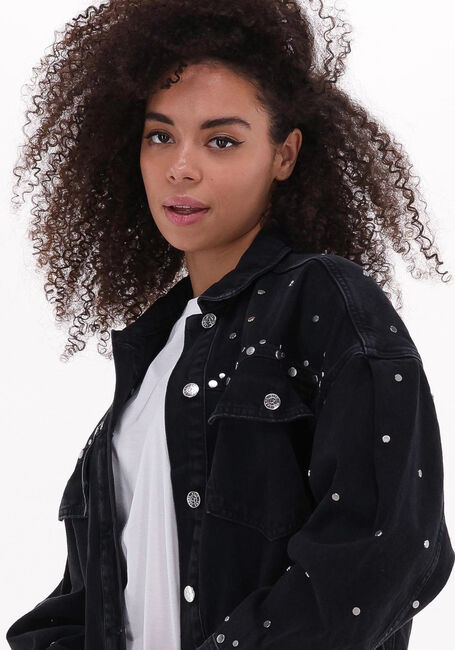 Zwarte ALIX THE LABEL Spijkerjas LADIES WOVEN STUDDED DENIM JACKET - large