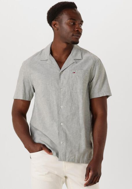 Grijze TOMMY JEANS Casual overhemd TJM LINEN BLEND CAMP SS EXT - large