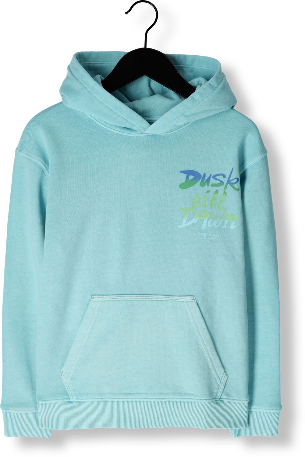 SCOTCH & SODA Jongens Truien & Vesten Relaxed Fit Artwork Hoodie Whit Washing In Organic Cotton Turquoise